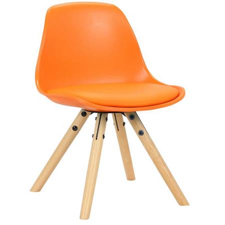 Sedia per Bambini NAKOR, Imbottita, in Legno e Pelle Arancione