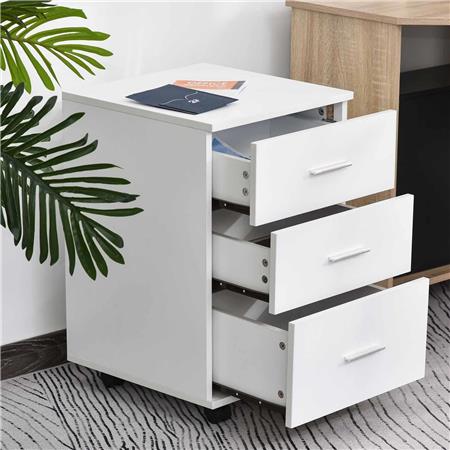 Cassettiera con Ruote ESLAN, 3 Cassetti, 40x40x61,5cm, Bianco