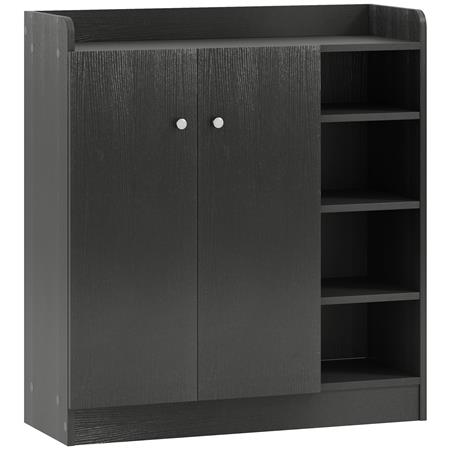 Armadietto HURON, Ante e Ripiani a vista, 83x30x90cm, in Legno Nero