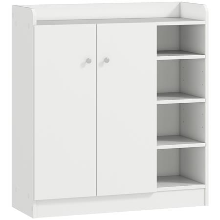 Armadietto HURON, Ante e Ripiani a vista, 83x30x90cm, in Legno Bianco