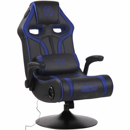 Poltrona Gaming TAUKEN PRO, Sistema Audio Integrato, Braccioli, Rete e Pelle, Nero e Blu