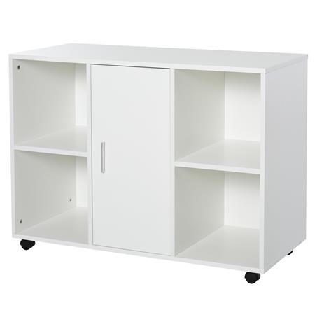 Armadietto per Ufficio SUIT, Ruote, Scomparti e Cassetti, 100x40x71cm, in Bianco