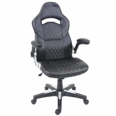 Sedia Gaming PONS, Braccioli abbattibili, in Pelle colore Nero