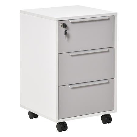 Cassettiera con Ruote AVANA, 40x40x63,5 cm, in Bianco e Grigio
