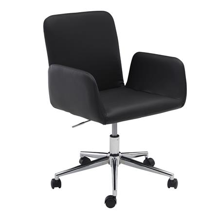 Sedia da ufficio SANTANDER, Struttura Cromata, in Pelle colore Nero