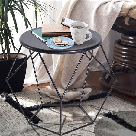 Tavolino TROPI 51x51x44cm, Stile Nordico, In Acciaio Colore Nero