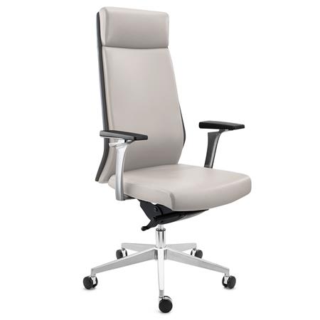 Poltrona Direzionale PERONI, Elegante, Design Moderno, Regolabile, Vera Pelle, Grigio Chiaro