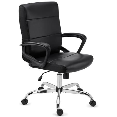 Sedia da Ufficio CONTE, Design Moderno, Imbottita e Molto Confortevole, Pelle Nera