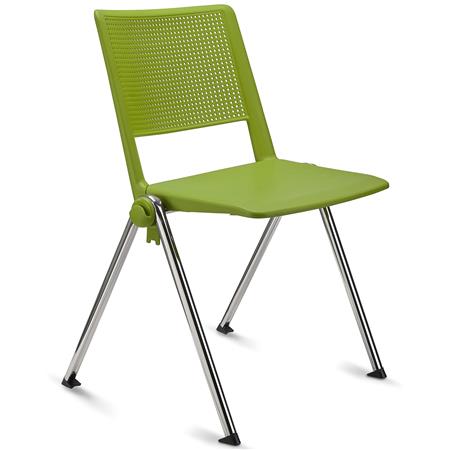 Sedia Conferenze CARINA, Impilabile, Agganciabile, Gambe Cromate, Seduta Verde